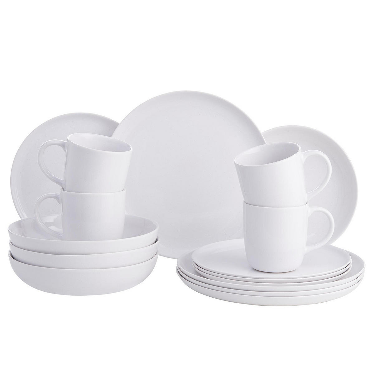 GESCHIRR-SET (16-teilig) Native - Weiß, Keramik (27/2/27cm) - BUTLERS