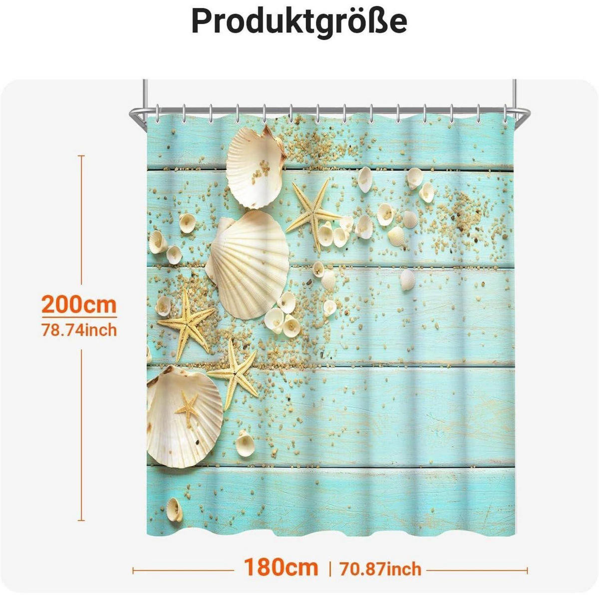 DUSCHVORHANG Schale 180 x 200 cm Textil Wasserabweisend Waschbar - Türkis, Textil (180/200cm)