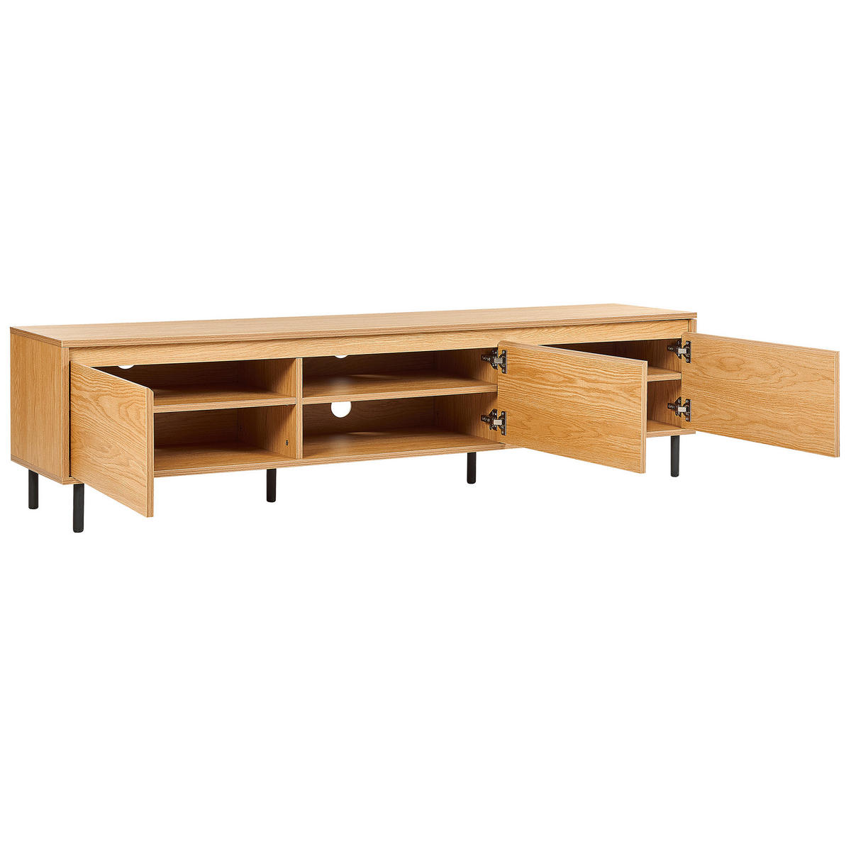 TV-MÖBEL Hellbraun, Schwarz Nikea 45/180/40 cm - Hellbraun, Holzwerkstoff (180/45/40cm) - Beliani