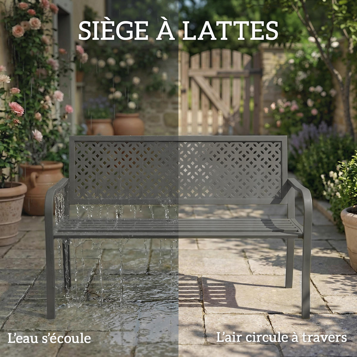 GARTENBANK DE-17800 Dunkelgrau - Dunkelgrau, Metall (127/85/61cm) - ComfortXL