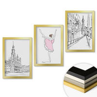 WANDBILDER 3er Set - 20x30 cm Goldrahmen - Stilvolle Ballerinen und Architektur - Goldfarben, Kunststoff (20/30cm) - ArtPrintCave