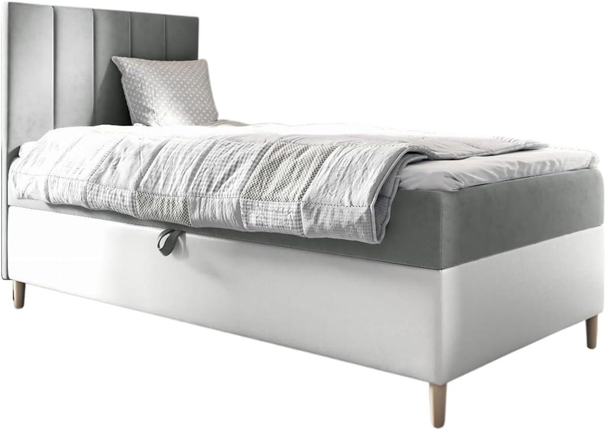 KINDERBETT MAYA 1 - Weiß/Grau, Holzwerkstoff (92/208cm) - Meblini