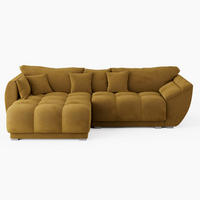 ECKSOFA LARGO Links Gelb Velours-Stoff L-Form Couch mit Schlaffunktion & Bettkasten - Gelb/Schwarz, Holz (180/285cm) - Barchello