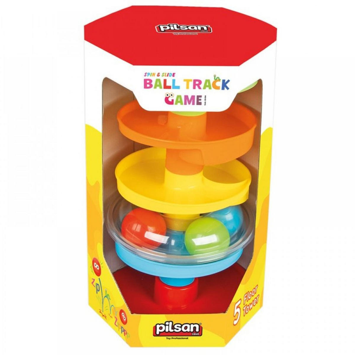 MOTORIKSPIELZEUG Kugelbahn 03566 bunt Kugelkreisel, Aktivitätsspielzeug, 4 Bälle, Kunststoff, ab 12 Monate - Multicolor, Kunststoff (17/33/17cm) - Pilsan