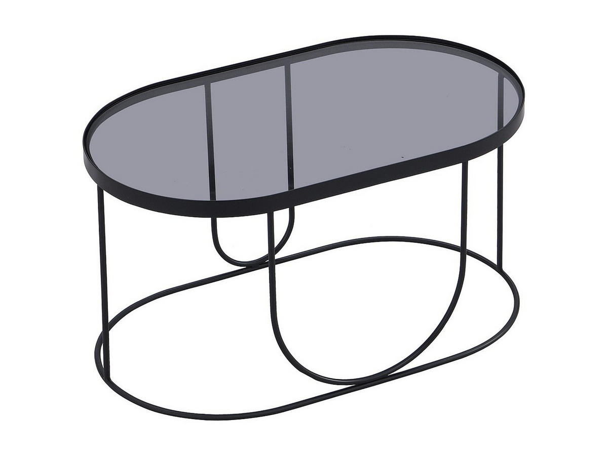 COUCHTISCH aus Metall & Rauchglas - Schwarz & Transparent - PRETORIA - Transparent, Glas (75/45/40cm) - Vente-Unique