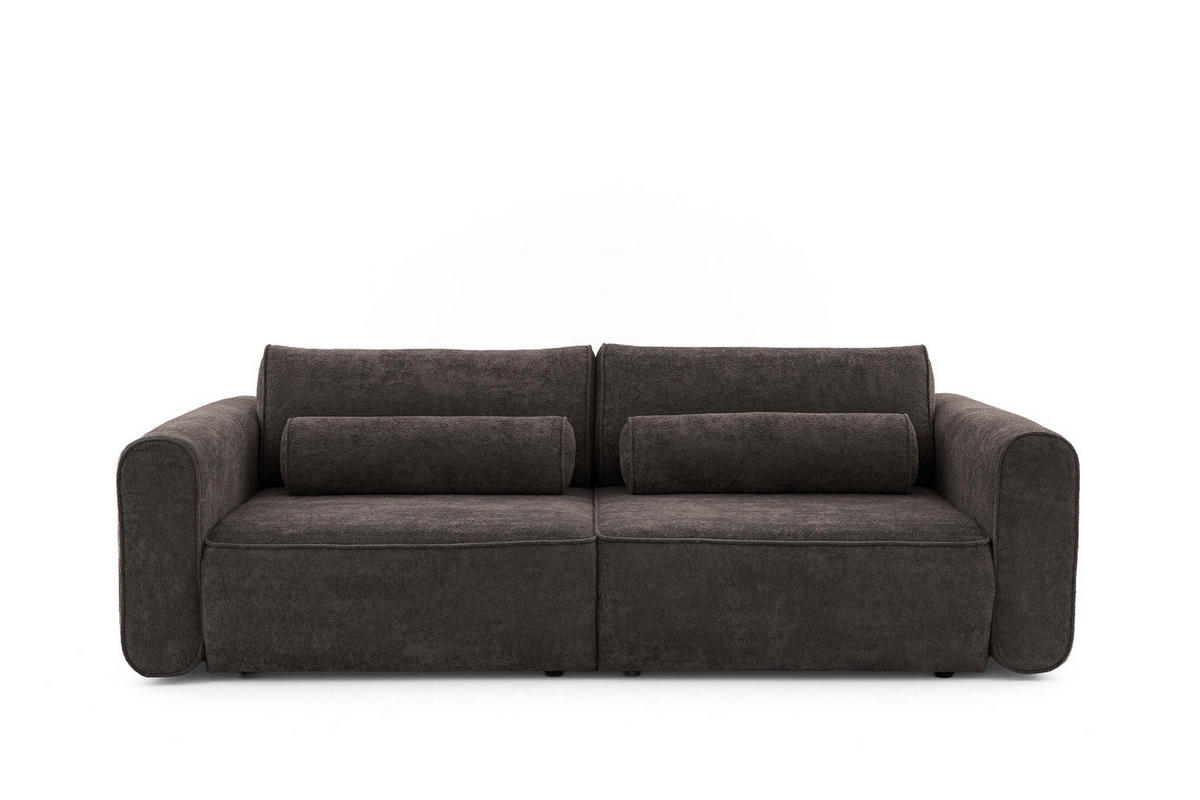 ECKSOFA MOTION mit Schlaffunktion 130x200 Webstoff Braun - Schwarz/Braun, Holz/Textil (250/120cm) - Muffo