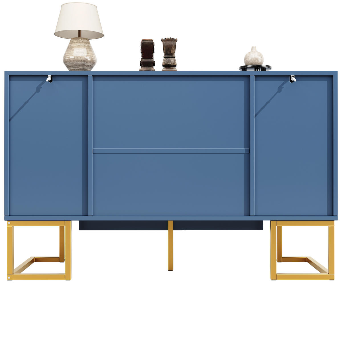 SIDEBOARD 140cm in Blau & Gold - Dunkelblau, Holzwerkstoff (140/80/40cm) - Urban Meuble