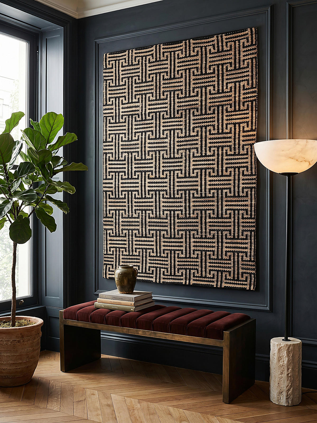 JUTETEPPICH CROFT, geometrisch, Natur-Schwarz, 200 x 290 cm - Braun, Textil (200/290cm) - KADIMA DESIGN