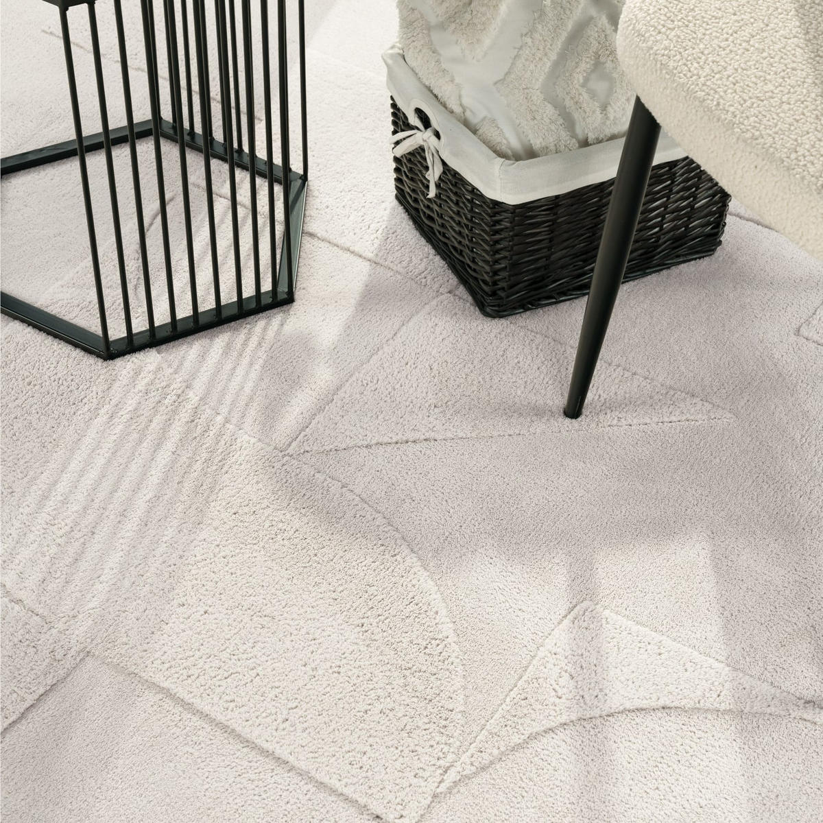 HOCHFLORTEPPICH 120/120 cm Tokio 472 - Creme, Kunststoff (120/120cm) - Paco Home
