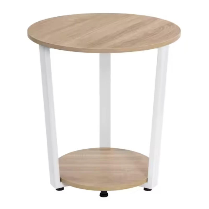 BEISTELLTISCH Weiß/Eichefarben 50/50/53 cm - Weiß, Metall (50/50/53cm) - PANGIVO