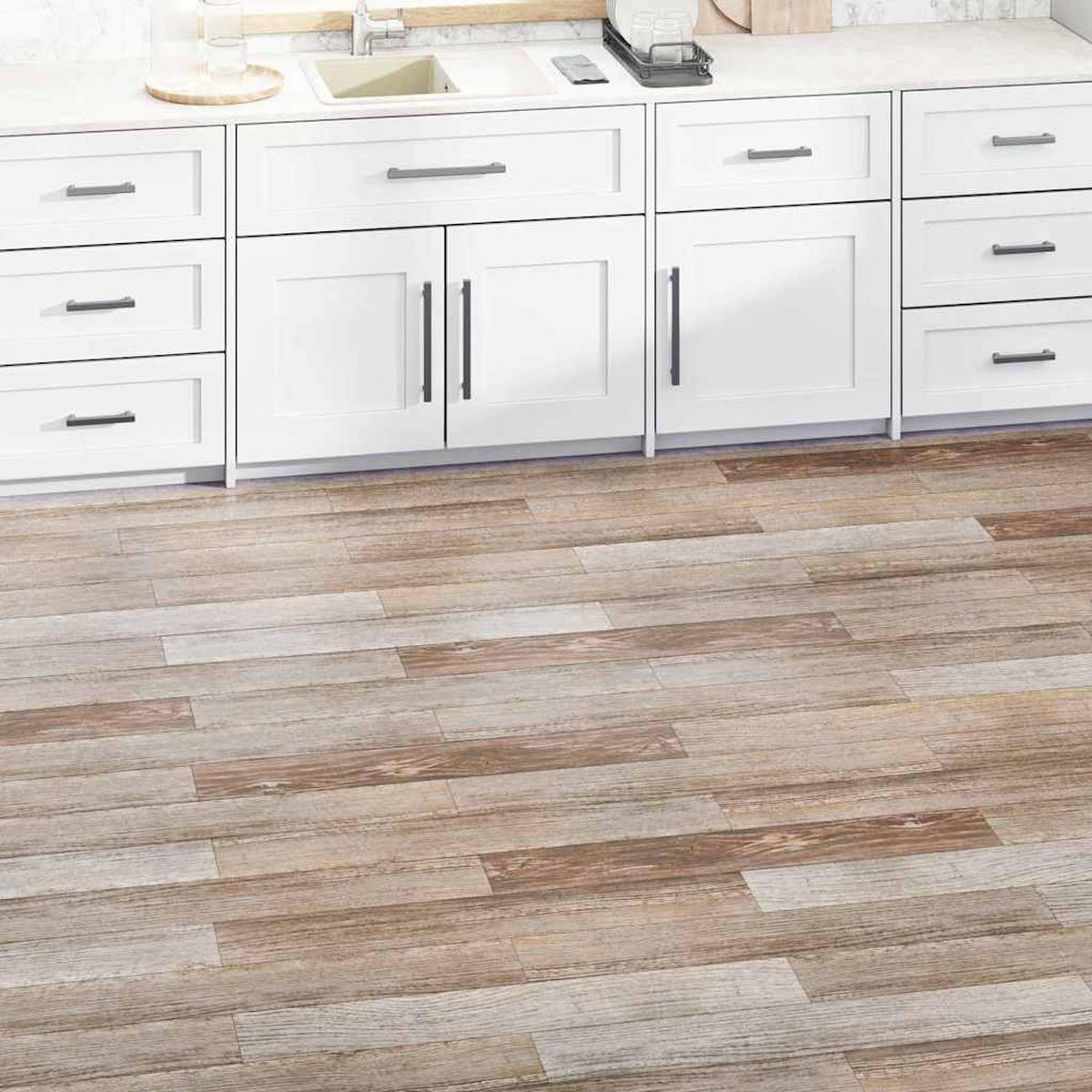 VINYLBODEN PVC-Dielen selbstklebend 2mm Stärke Laminat Viny Getüncht 5,02m² - Braun, Holzwerkstoff (91.5/15.2/0.2cm) - DELUKE