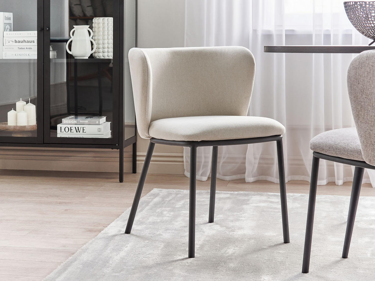 ESSZIMMERSTUHL 2er-Set Polsterbezug Beige Mina - Beige, Textil/Metall (45/75/52cm) - Beliani