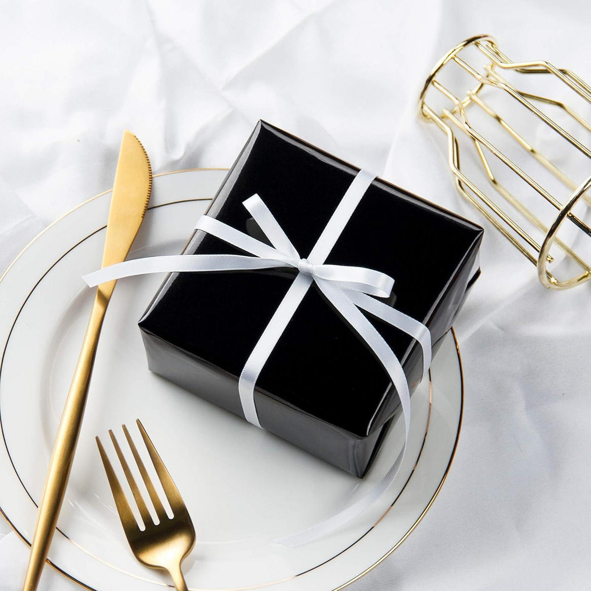 GESCHENKPAPIER Schwarz Metallic 44,5 cm x 10 m - Schwarz, Papier (4/44/4cm)