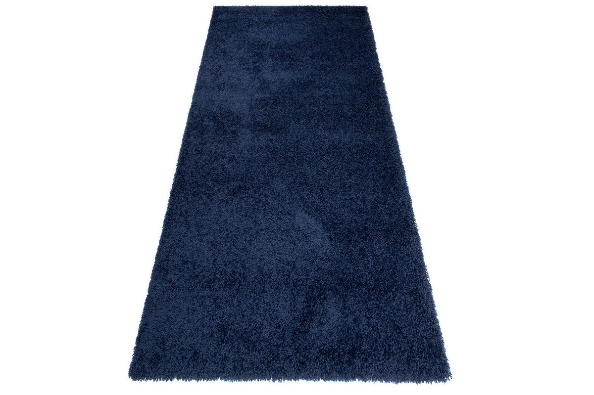 TEPPICHLÄUFER ESSENCE dunkelblau uni 80/300 cm - Dunkelblau, Textil (80/300cm) - Tapiso