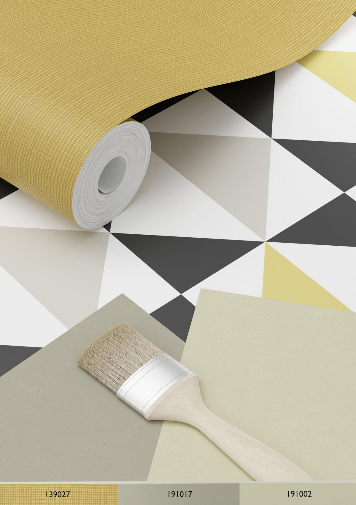 TAPETE grafische Dreiecke 53 cm x 10.05 m - Gelb, Papier (53/1000cm) - ESTAhome