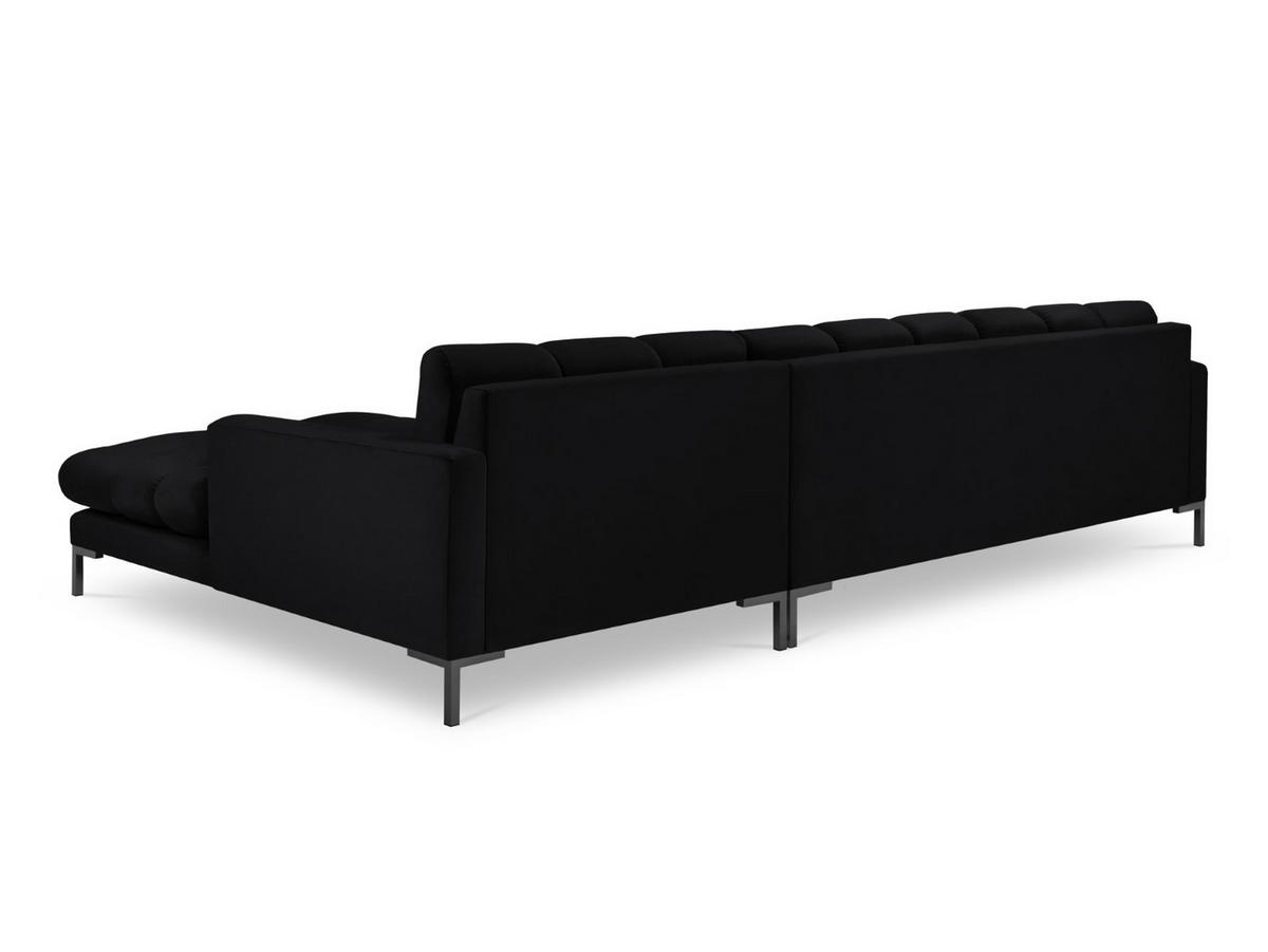 ECKSOFA rechts Mamaia aus Samt schwarz 5 Sitzplätze - Schwarz, Textil (185/293cm) - Micadoni