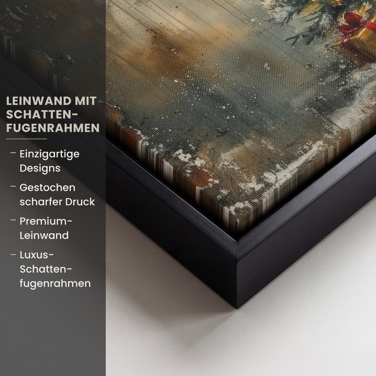 LEINWAND Bilder mit Rahmen - Weihnachtsbaum - Vintage - Weihnachten - Geschenk - 40x30 - Rostfarben, Textil (40/30cm) - MuchoWow