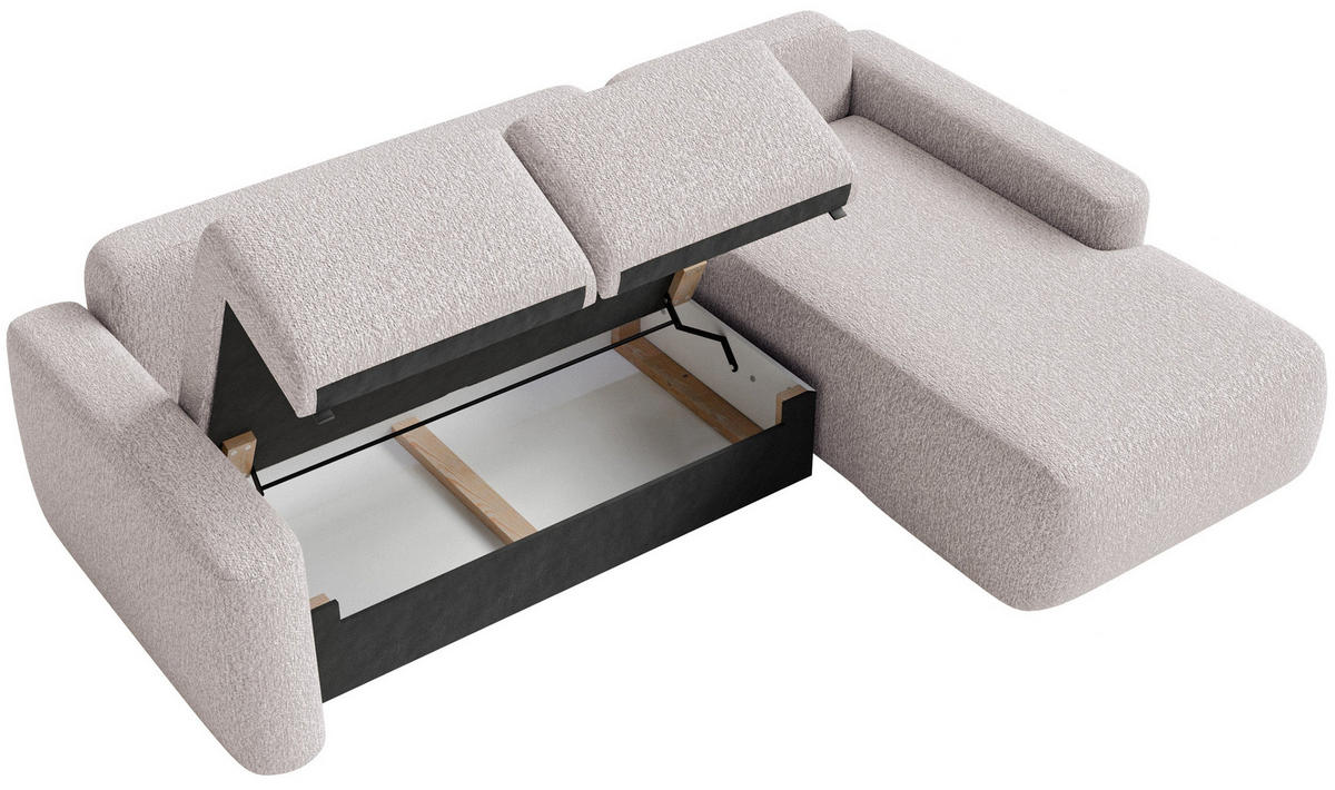 ECKSOFA Carnos Mini Beige Chenille - Beige/Schwarz, Kunststoff/Textil (164/238cm) - Selsey
