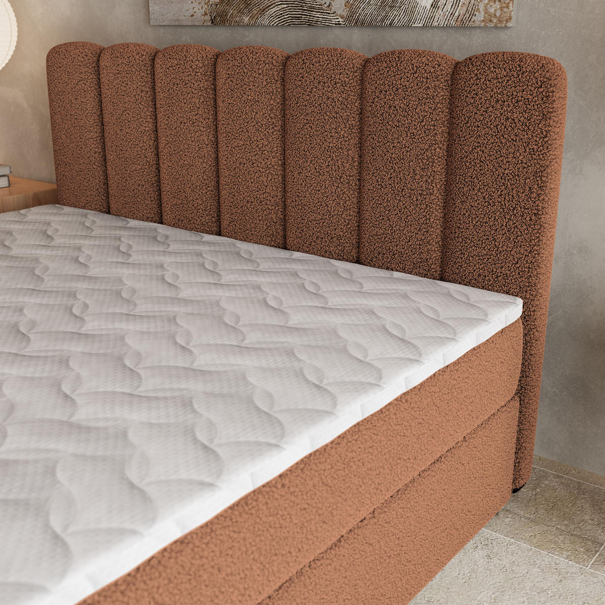 BOXBETT SOLIA 180x200 cm mit Matratze und Topper, H2+H3 - Kupferfarben - Kupferfarben, Holz (180/200cm) - MASSENO