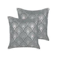 DEKOKISSEN 2er-Set Grau 45/45 cm Hoya - Silberfarben/Grau, Naturmaterialien (45/45cm) - Beliani