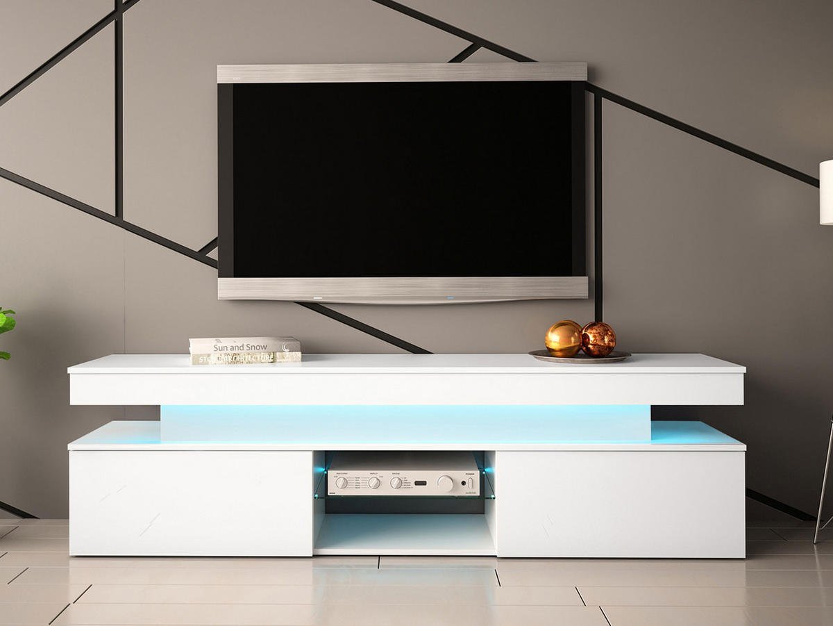 TV-LOWBOARD Glossa 2D 190 - Weiß, Holzwerkstoff/Kunststoff (190/54/39cm) - MIRJAN24