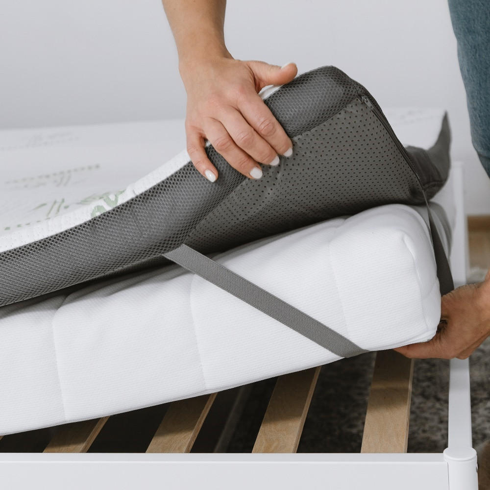 GEL-SCHAUMSTOFF-MATRATZENAUFLAGE - Grau, Textil - KomfortKissen