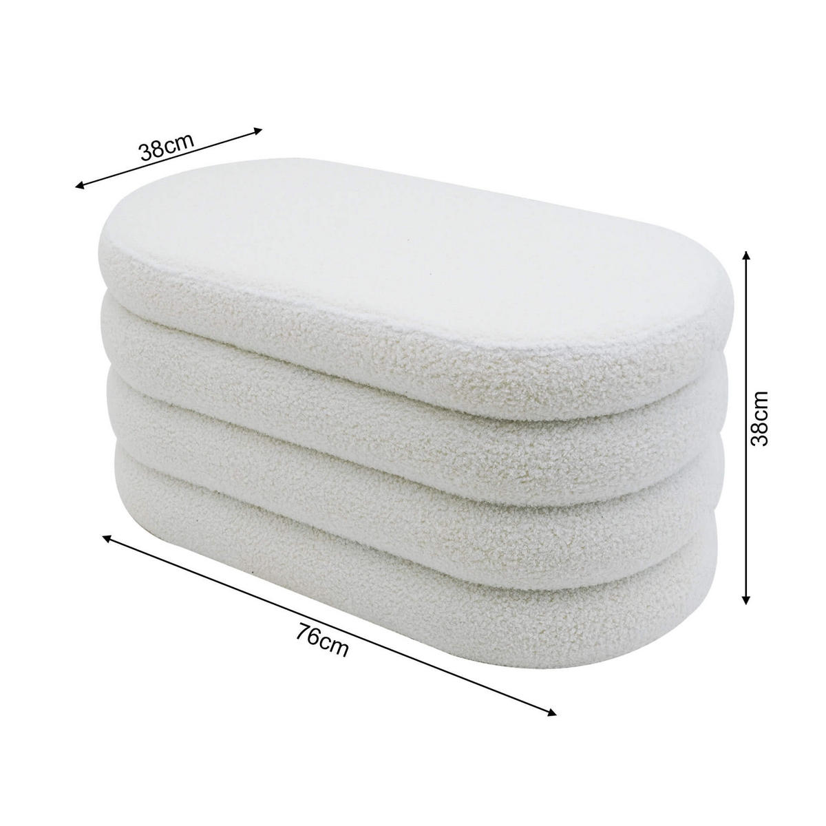 FUSSHOCKER Weiß 38/76/38 cm - Weiß, Textil (38/38/76cm) - Mobili Rebecca