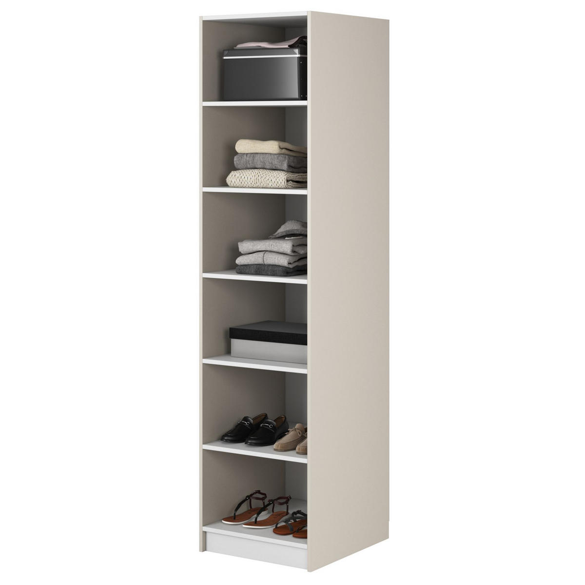 KLEIDERSCHRANK Moonir Greige 50 cm - Taupe/Goldfarben, Holzwerkstoff/Metall (50/200.5/57cm) - Selsey