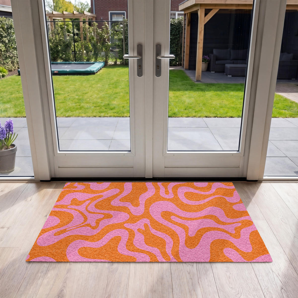ROHOŽKA Vzor - růžová - oranžová - abstraktní - moderní 120x80 cm - růžová, textil/umělá hmota (120/0.4cm) - MuchoWow