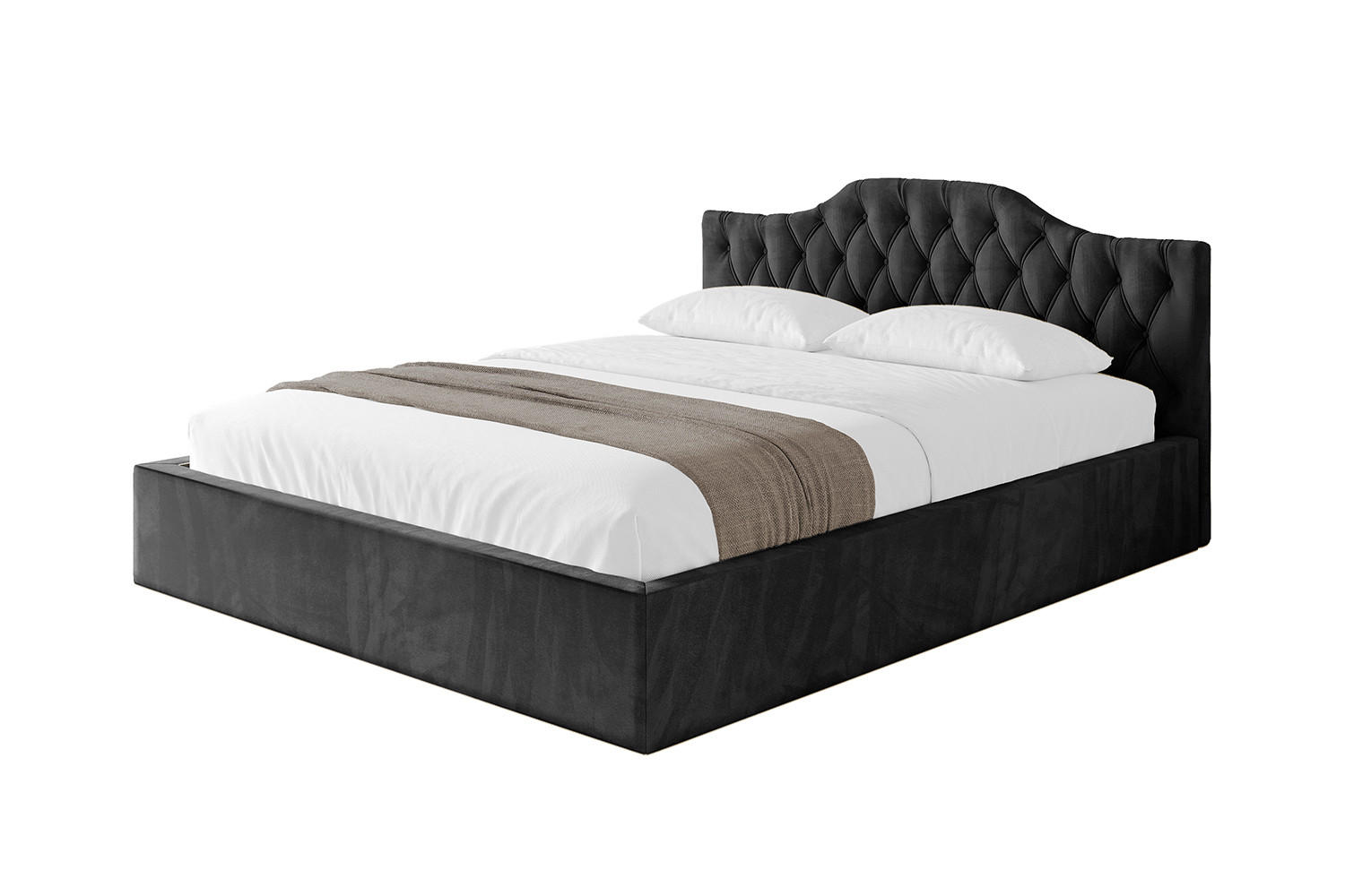 POLSTERBETT mit Bettkasten und Lattenrost, Bett mit Matratze H3/H4 - FALIO-V1 180x200 Schwarz - Schwarz, Holzwerkstoff/Textil (180/200cm) - ALTDECOR