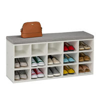 SCHUHBANK - Weiß, Holzwerkstoff/Textil (105/50/30.5cm) - Relaxdays