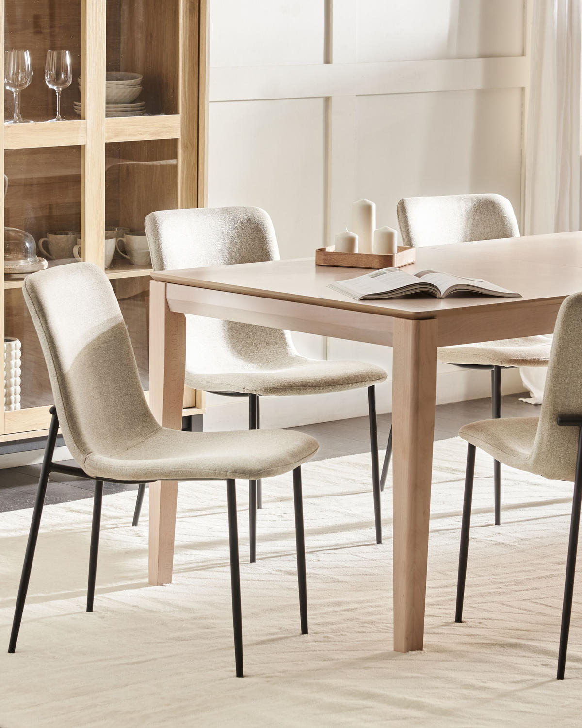 ESSZIMMERSTUHL 4er-Set Helles Beige Glendive - Beige/Schwarz, Textil (44/81/65cm) - Beliani