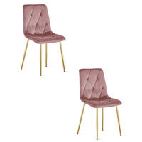 ESSZIMMERSTUHL 2-er Set TYRA rosa Sitz, goldene Beine - Pink/Goldfarben, Textil (44.5/87/54.5cm) - Valora
