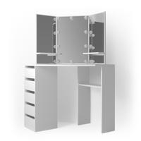 ECKSCHMINKTISCH Arielle Weiß 110 cm mit LED Beleuchtung - Weiß, Holzwerkstoff (110/141.5/54cm) - Vicco