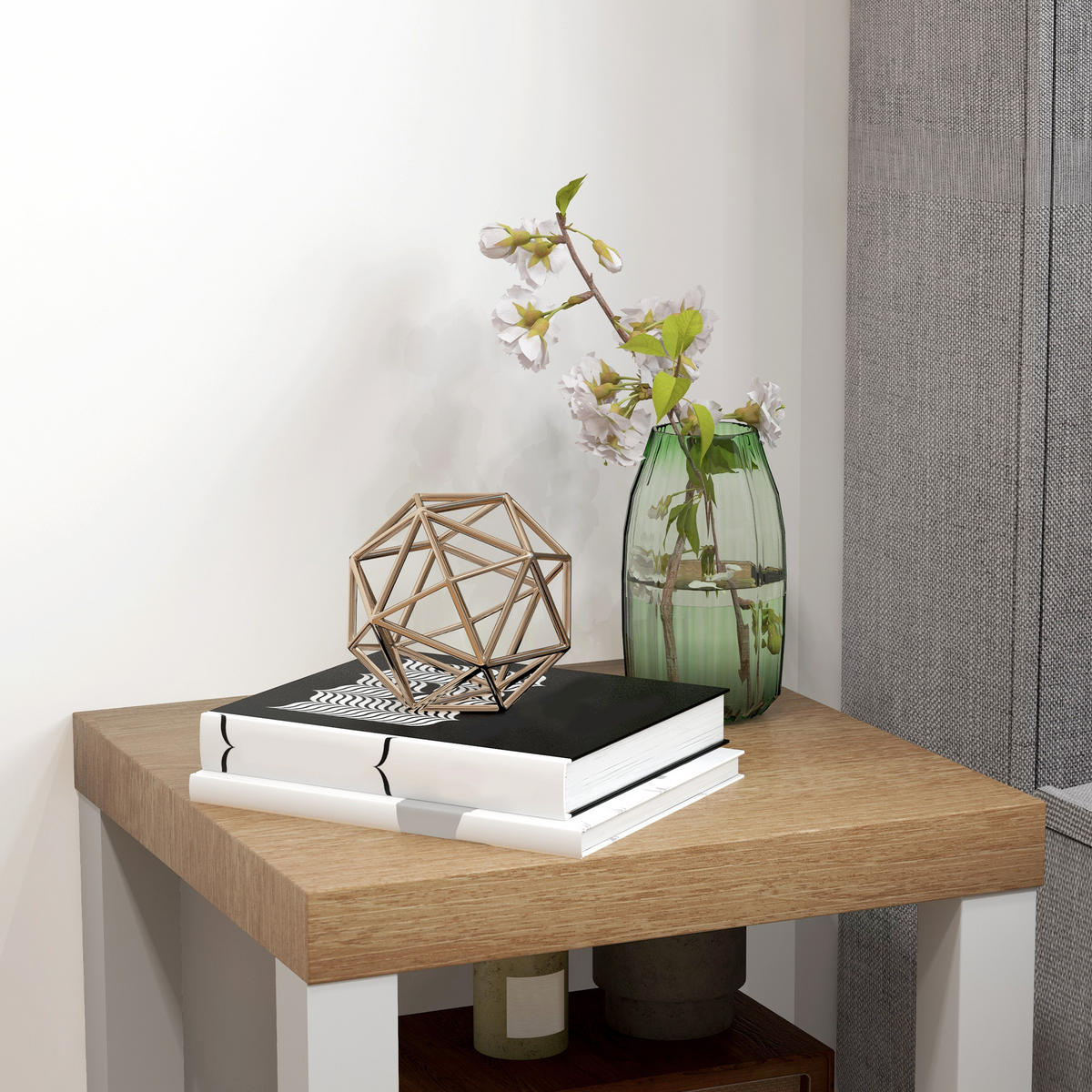 BEISTELLTISCH DE-15847 fahrbar mit Ablage Naturholz - Naturfarben, Holzwerkstoff (40/40/40cm) - ComfortXL
