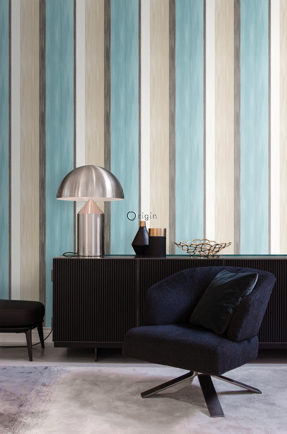 TAPETE Streifen 53 cm x 10.05 m - Türkis, Papier (53/1000cm) - Origin Wallcoverings