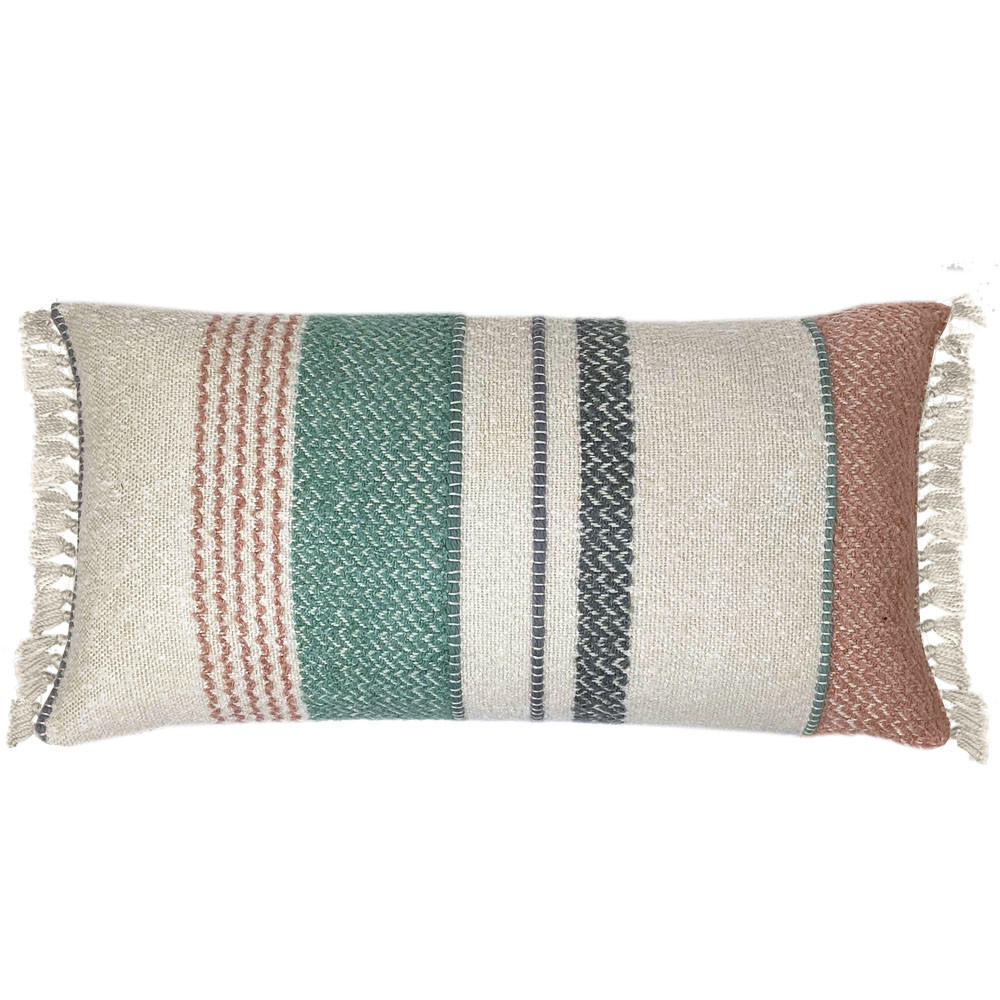 DEKOKISSEN Bouclé mehrfarbig Pastelltönen 37x70 - Türkis/Multicolor, Textil (70/37/12cm) - Malagoon