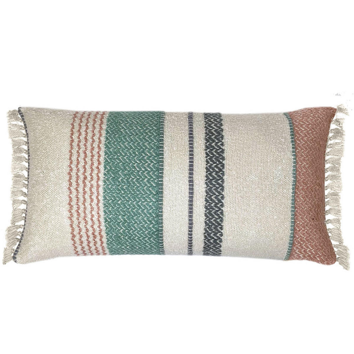 DEKOKISSEN Bouclé mehrfarbig Pastelltönen 37x70 - Türkis/Multicolor, Textil (70/37/12cm) - Malagoon