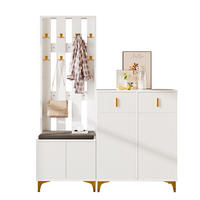 GARDEROBE mit Hakenleiste geschlossenen Stauraum Wellenfront Push-to-open Funktion - Goldfarben/Weiß, Holzwerkstoff/Metall (60.5/180.5/35.2cm) - EVRYAE