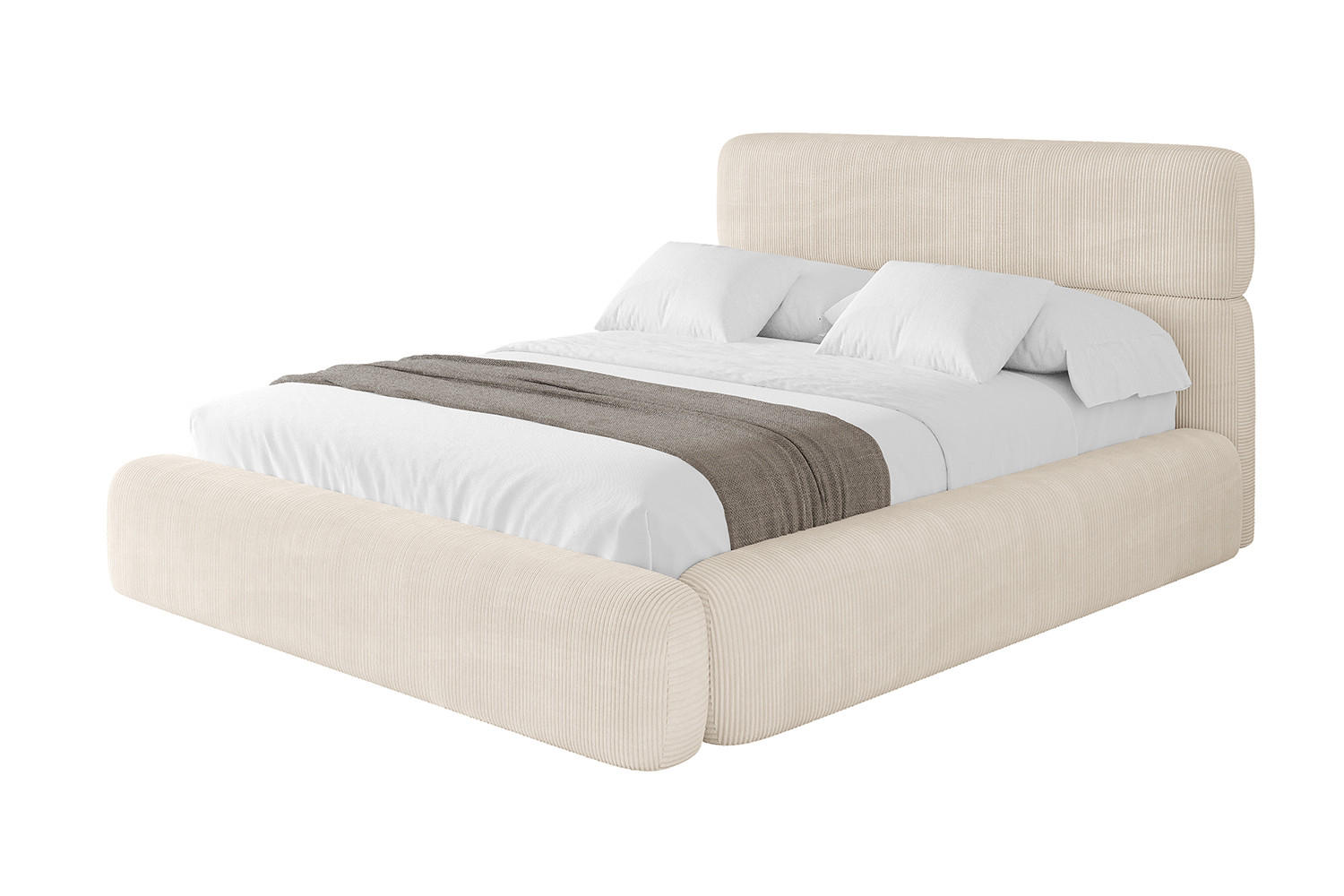 POLSTERBETT mit Bettkasten und Lattenrost, Bett mit Matratze H3/H4 - ENORA 160x200 Beige - Creme, Holzwerkstoff/Textil (160/200cm) - ALTDECOR