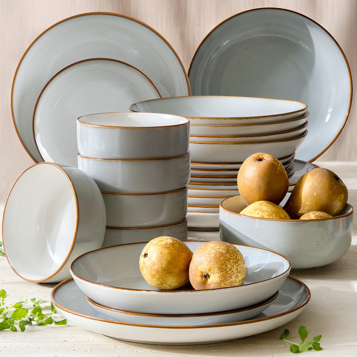 TAFELSERVICE 6 Personen PORTOFINO 24-tlg - Blaugrau, Keramik (27/2/27cm) - Ritzenhoff Breker