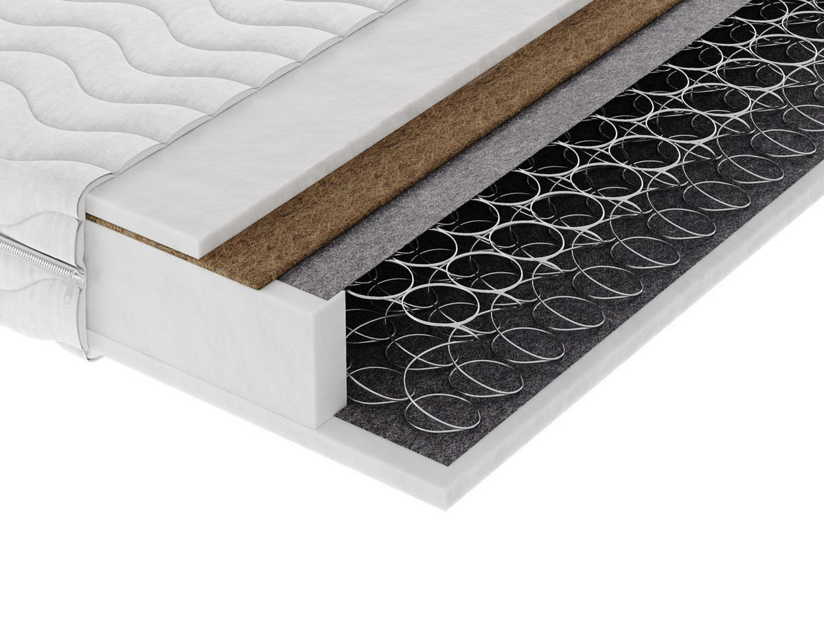 FEDERKERNMATRATZE ZENYA 200x200, H3/H4, Höhe ca.: 18 cm - Weiß, Textil (200/200cm) - MASSENO