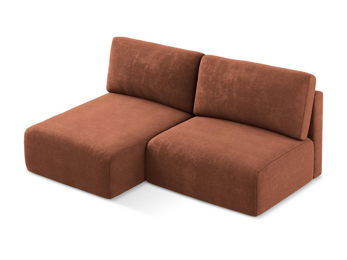 ECKSOFA mit Schlaffunktion links Chenille Stoff Orange - Terra cotta/Schwarz, Kunststoff/Textil (149/210cm) - Makamii