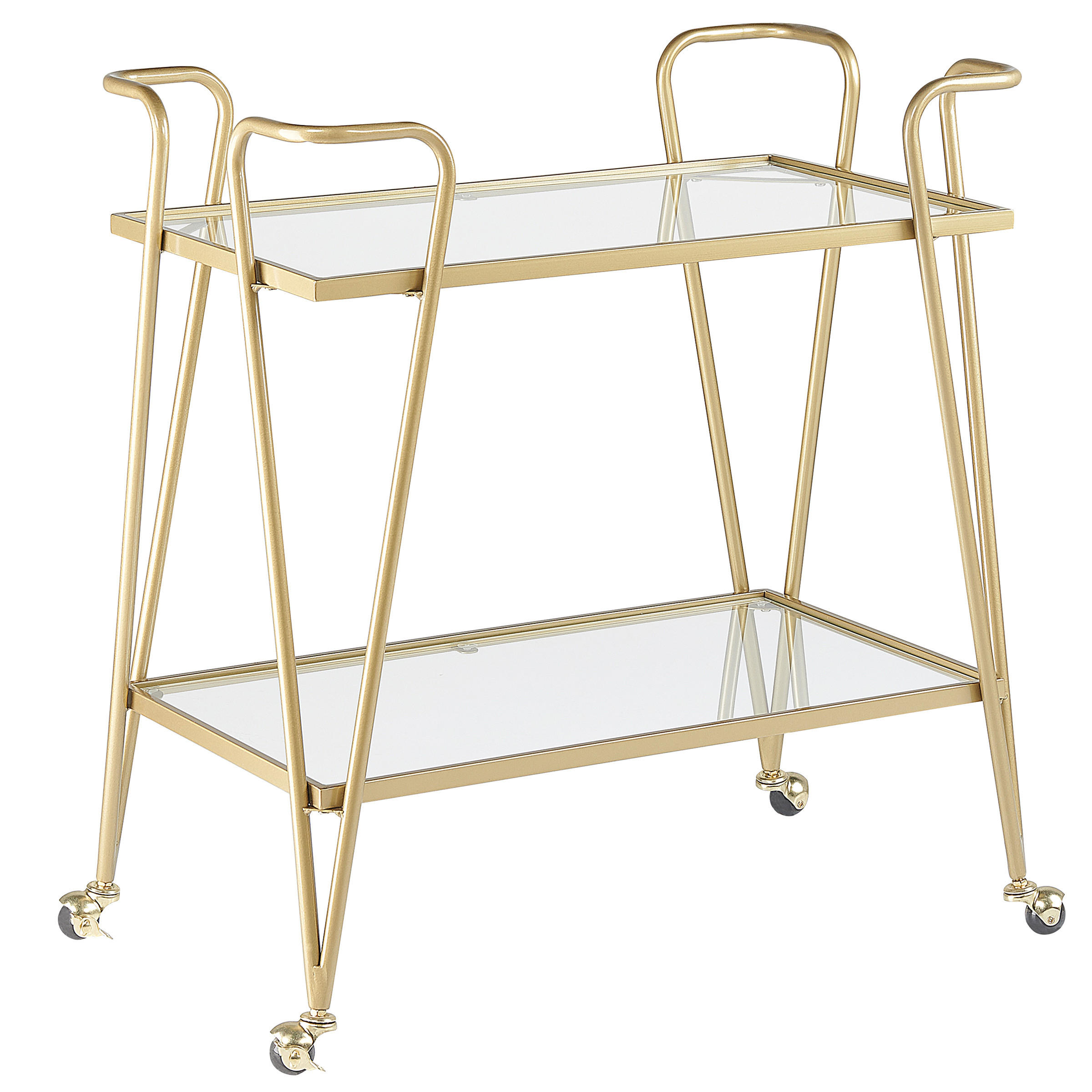 SERVIERWAGEN Metall Gold Noti - Transparent/Goldfarben, Metall (76/83/45cm) - Beliani