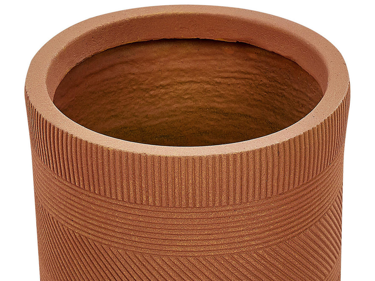 BLUMENTOPF goldbraun rund 31/31/31 cm Voula - Braun, Naturmaterialen (31cm) - Beliani