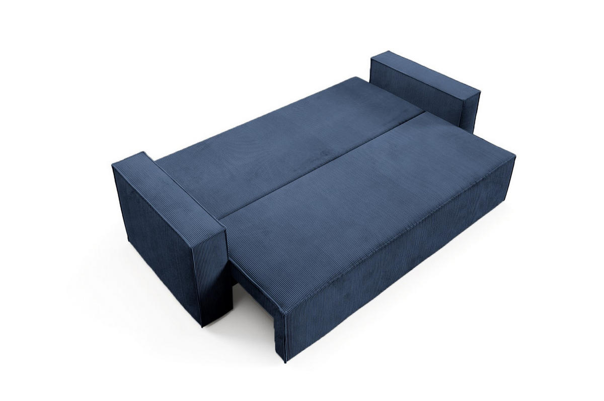 SOFA Roda Dunkelblau, Kordsofa mit Schlaffunktion - Dunkelblau, Holzwerkstoff/Textil (248/93/96cm) - Bettso