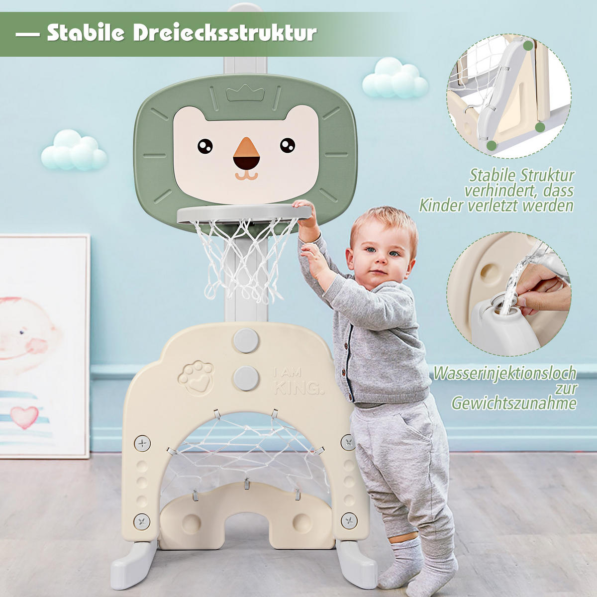 BASKETBALLKORB Fußballtor Golf Grau - Weiß, Kunststoff (51/54cm) - COSTWAY
