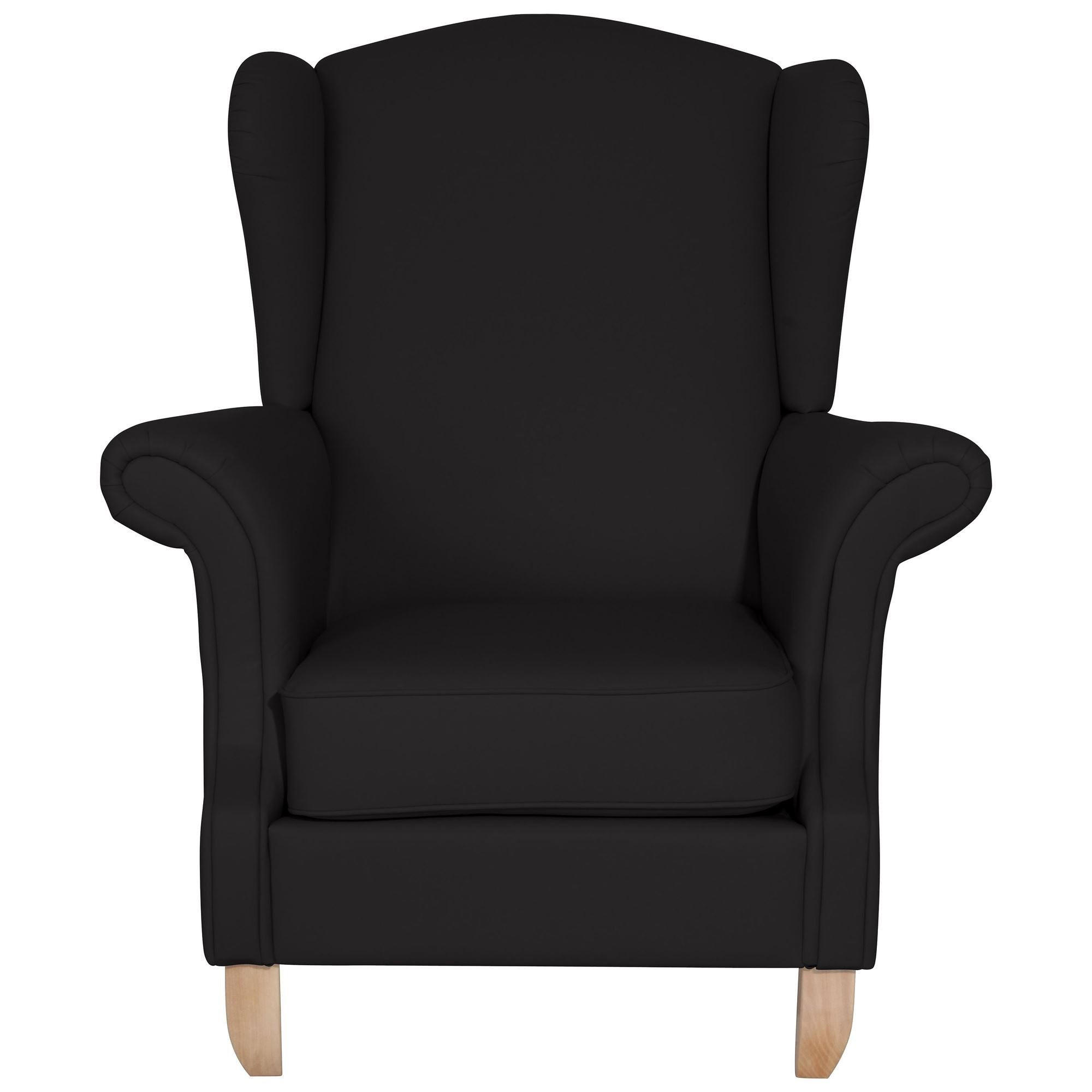 OHRENSESSEL Katria Bezug Kunstleder Buche natur / schwarz - Schwarz, Kunststoff (88/108/84cm) - 58aufmkessel
