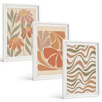 BILDER SET 3er Set - 40x60 cm Weißer Rahmen - Abstrakte Pastellblumen - Weiß, Kunststoff (40/60cm) - TULUP