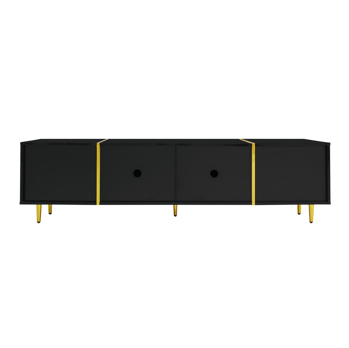 TV-SCHRANK aus MDF 170x35x46 cm Schwarz mit 4 Türen, Hochglanzoberfläche und Soft-Close-Scharnieren - Schwarz, Holzwerkstoff (170/46/35cm) - Modfu